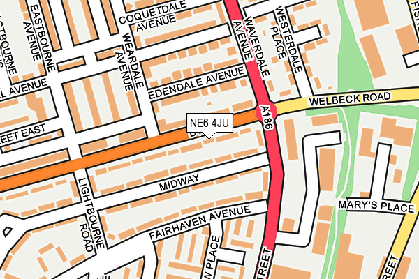 NE6 4JU map - OS OpenMap – Local (Ordnance Survey)