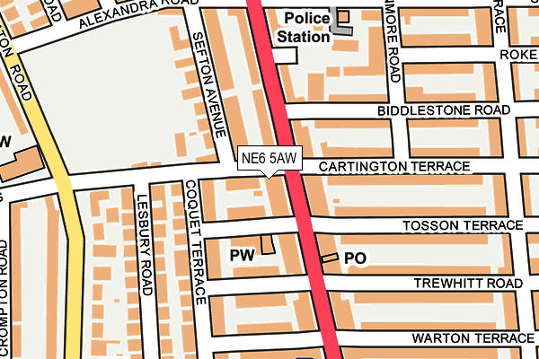 NE6 5AW map - OS OpenMap – Local (Ordnance Survey) NE6 5AW map - OS OpenMap – Local (Ordnance Survey)