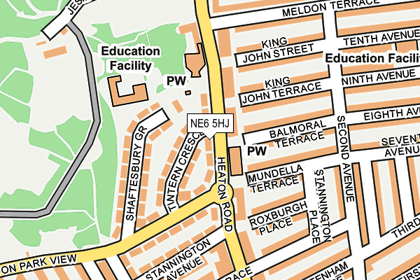 NE6 5HJ map - OS OpenMap – Local (Ordnance Survey)