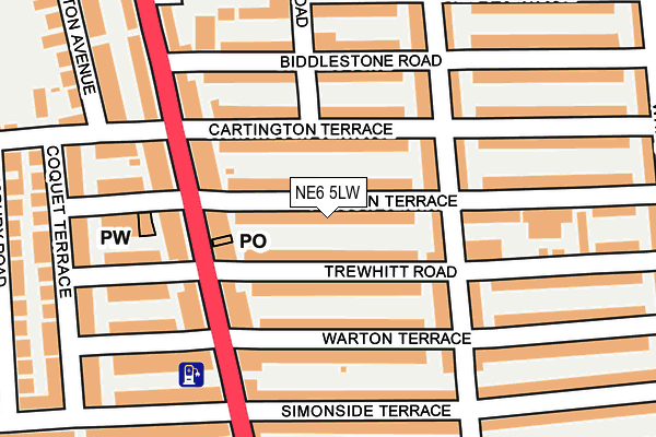 NE6 5LW map - OS OpenMap – Local (Ordnance Survey) NE6 5LW map - OS OpenMap – Local (Ordnance Survey)