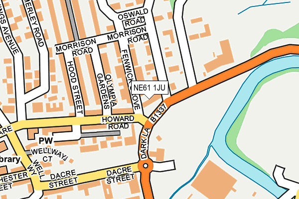 NE61 1JU map - OS OpenMap – Local (Ordnance Survey)