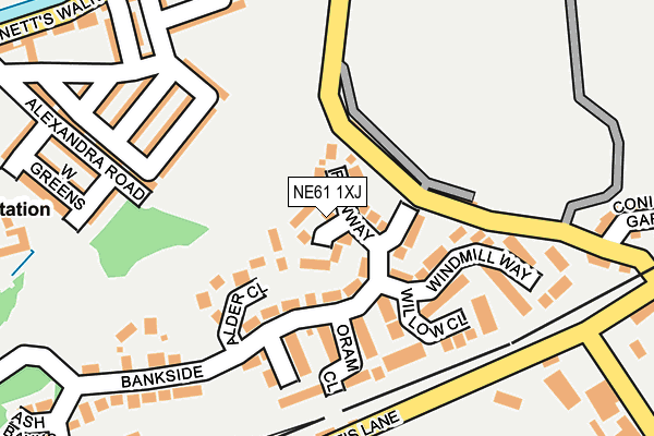NE61 1XJ map - OS OpenMap – Local (Ordnance Survey)