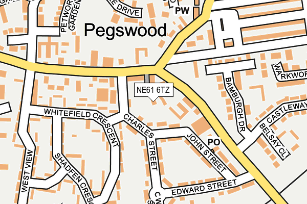 NE61 6TZ map - OS OpenMap – Local (Ordnance Survey)