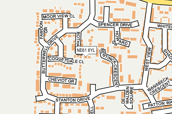 NE61 6YL map - OS OpenMap – Local (Ordnance Survey)