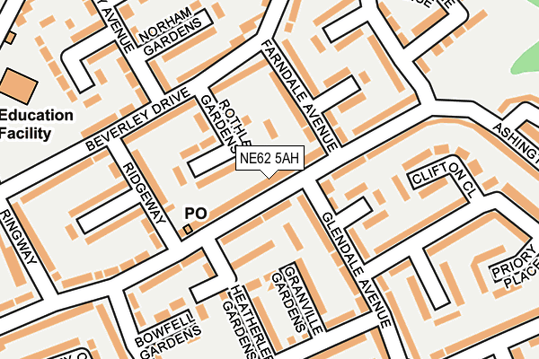 NE62 5AH map - OS OpenMap – Local (Ordnance Survey) NE62 5AH map - OS OpenMap – Local (Ordnance Survey)