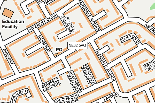 NE62 5AQ map - OS OpenMap – Local (Ordnance Survey) NE62 5AQ map - OS OpenMap – Local (Ordnance Survey)