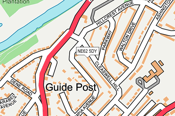 NE62 5DY map - OS OpenMap – Local (Ordnance Survey)