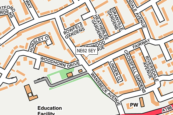 NE62 5EY map - OS OpenMap – Local (Ordnance Survey)