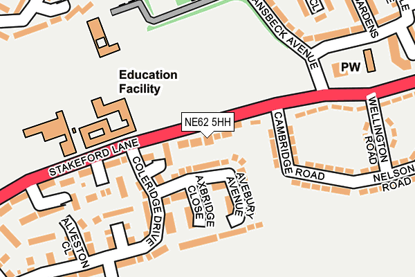 NE62 5HH map - OS OpenMap – Local (Ordnance Survey)