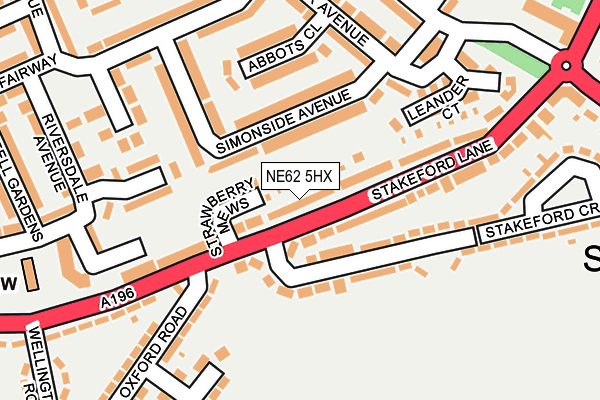 NE62 5HX map - OS OpenMap – Local (Ordnance Survey)