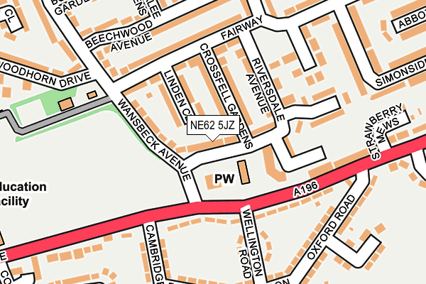 NE62 5JZ map - OS OpenMap – Local (Ordnance Survey)
