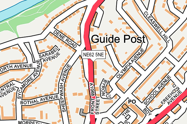 NE62 5NE map - OS OpenMap – Local (Ordnance Survey)