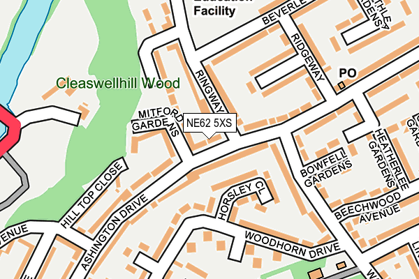 NE62 5XS map - OS OpenMap – Local (Ordnance Survey)