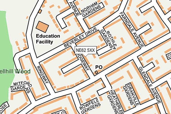 NE62 5XX map - OS OpenMap – Local (Ordnance Survey)