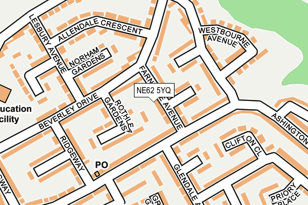 NE62 5YQ map - OS OpenMap – Local (Ordnance Survey) NE62 5YQ map - OS OpenMap – Local (Ordnance Survey)