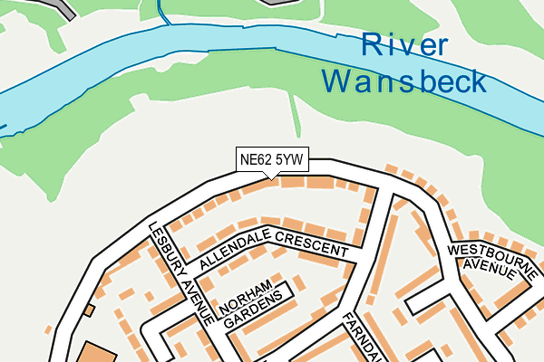 NE62 5YW map - OS OpenMap – Local (Ordnance Survey)