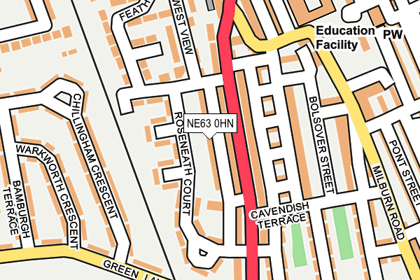 NE63 0HN map - OS OpenMap – Local (Ordnance Survey)