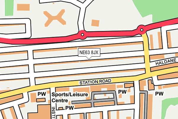 NE63 8JX map - OS OpenMap – Local (Ordnance Survey)