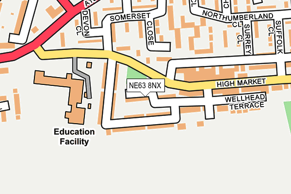 NE63 8NX map - OS OpenMap – Local (Ordnance Survey) NE63 8NX map - OS OpenMap – Local (Ordnance Survey)