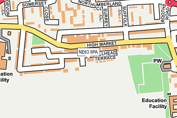 NE63 8PA map - OS OpenMap – Local (Ordnance Survey) NE63 8PA map - OS OpenMap – Local (Ordnance Survey)