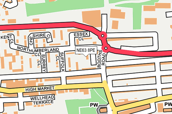 NE63 8PE map - OS OpenMap – Local (Ordnance Survey)