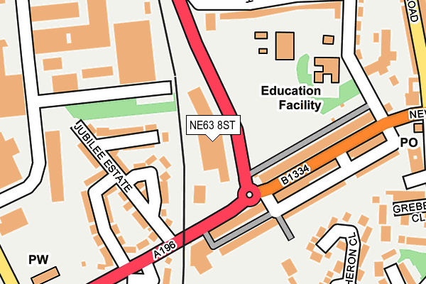 NE63 8ST map - OS OpenMap – Local (Ordnance Survey) NE63 8ST map - OS OpenMap – Local (Ordnance Survey)