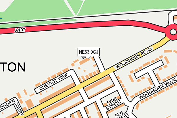 NE63 9GJ map - OS OpenMap – Local (Ordnance Survey)