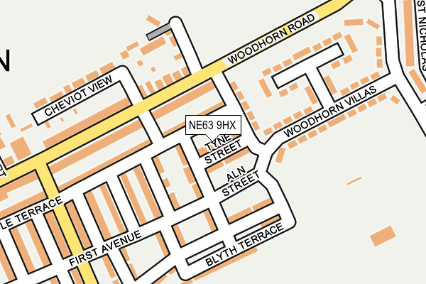 NE63 9HX map - OS OpenMap – Local (Ordnance Survey)