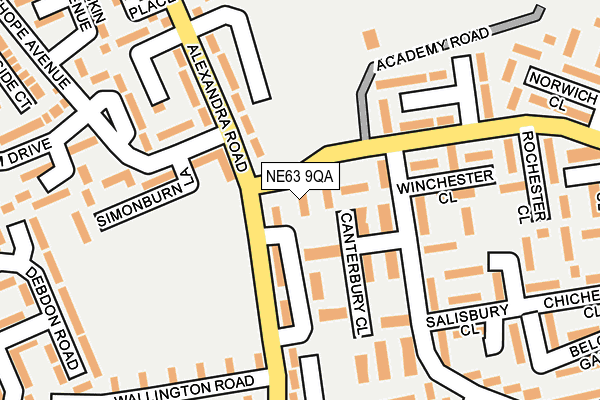 NE63 9QA map - OS OpenMap – Local (Ordnance Survey) NE63 9QA map - OS OpenMap – Local (Ordnance Survey)
