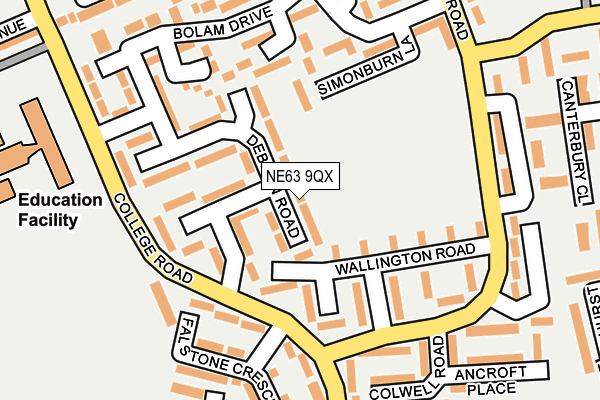 NE63 9QX map - OS OpenMap – Local (Ordnance Survey) NE63 9QX map - OS OpenMap – Local (Ordnance Survey)