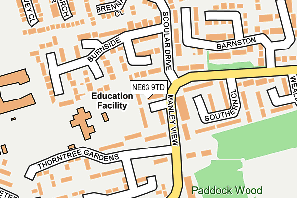 NE63 9TD map - OS OpenMap – Local (Ordnance Survey)