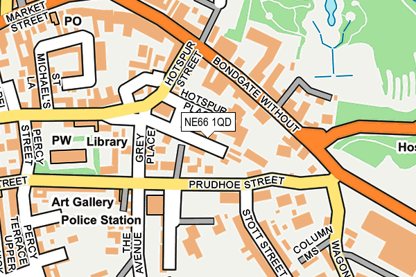 NE66 1QD map - OS OpenMap – Local (Ordnance Survey)