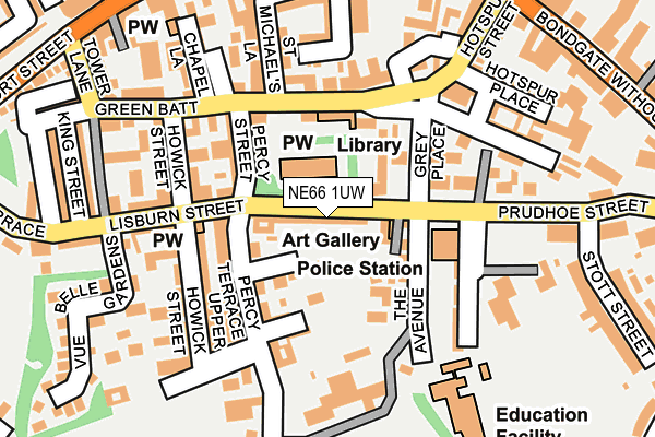 NE66 1UW map - OS OpenMap – Local (Ordnance Survey)