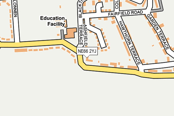 NE66 2YJ map - OS OpenMap – Local (Ordnance Survey)