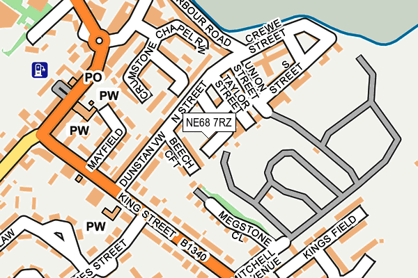 NE68 7RZ map - OS OpenMap – Local (Ordnance Survey) NE68 7RZ map - OS OpenMap – Local (Ordnance Survey)