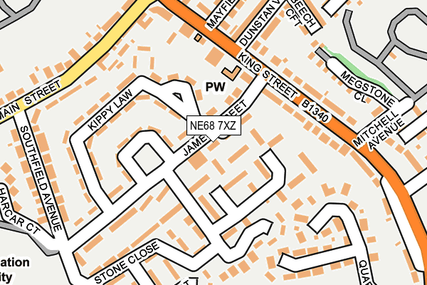 NE68 7XZ map - OS OpenMap – Local (Ordnance Survey) NE68 7XZ map - OS OpenMap – Local (Ordnance Survey)