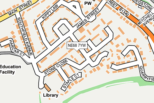 NE68 7YW map - OS OpenMap – Local (Ordnance Survey) NE68 7YW map - OS OpenMap – Local (Ordnance Survey)