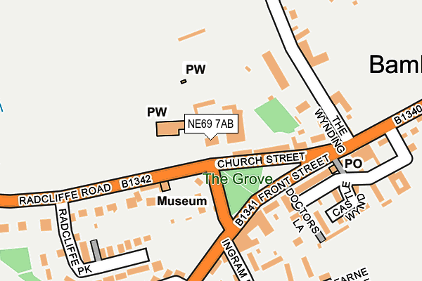 NE69 7AB map - OS OpenMap – Local (Ordnance Survey)