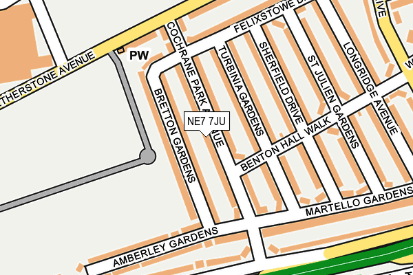 NE7 7JU map - OS OpenMap – Local (Ordnance Survey)