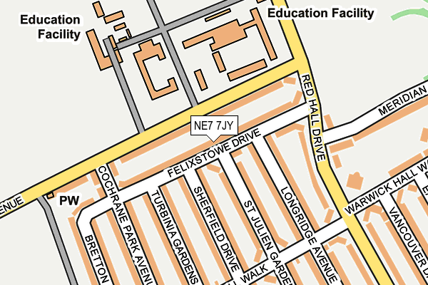 NE7 7JY map - OS OpenMap – Local (Ordnance Survey)