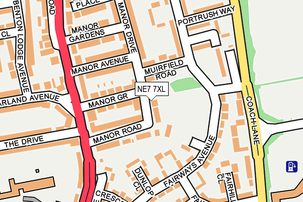 NE7 7XL map - OS OpenMap – Local (Ordnance Survey) NE7 7XL map - OS OpenMap – Local (Ordnance Survey)