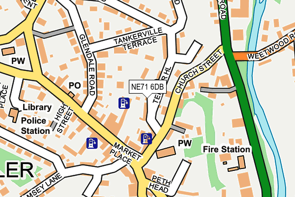 NE71 6DB map - OS OpenMap – Local (Ordnance Survey) NE71 6DB map - OS OpenMap – Local (Ordnance Survey)