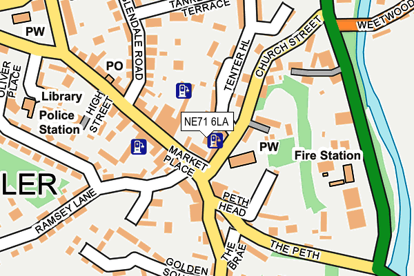 NE71 6LA map - OS OpenMap – Local (Ordnance Survey) NE71 6LA map - OS OpenMap – Local (Ordnance Survey)