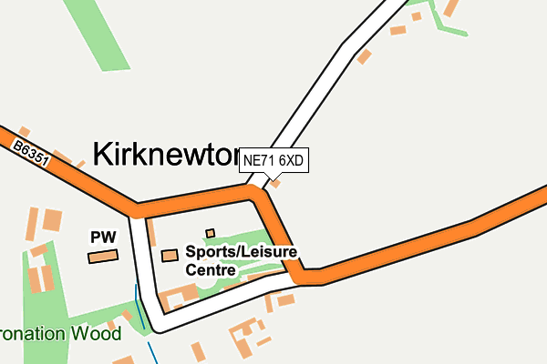 NE71 6XD map - OS OpenMap – Local (Ordnance Survey)