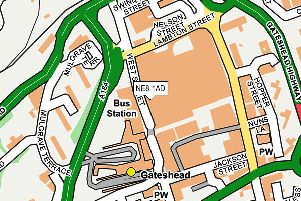 NE8 1AD map - OS OpenMap – Local (Ordnance Survey)
