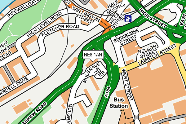 NE8 1AN map - OS OpenMap – Local (Ordnance Survey)