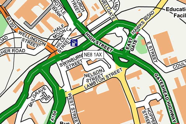 NE8 1AX map - OS OpenMap – Local (Ordnance Survey) NE8 1AX map - OS OpenMap – Local (Ordnance Survey)