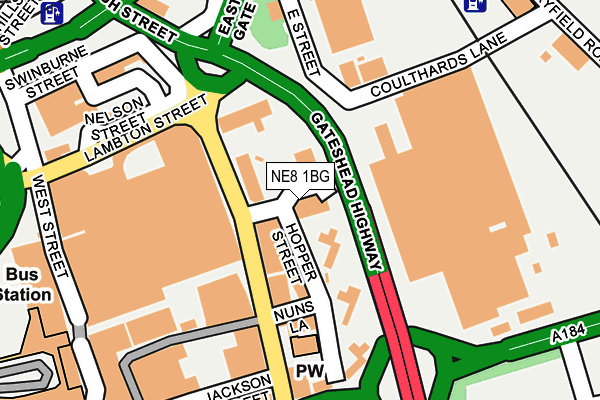 NE8 1BG map - OS OpenMap – Local (Ordnance Survey) NE8 1BG map - OS OpenMap – Local (Ordnance Survey)