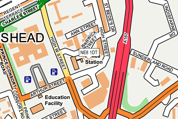 NE8 1DT map - OS OpenMap – Local (Ordnance Survey) NE8 1DT map - OS OpenMap – Local (Ordnance Survey)