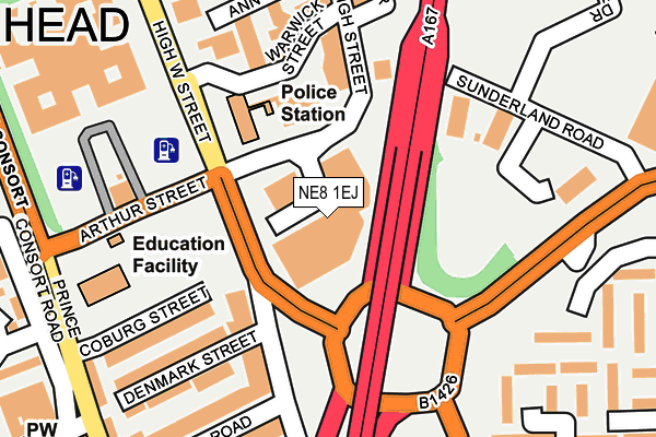 NE8 1EJ map - OS OpenMap – Local (Ordnance Survey) NE8 1EJ map - OS OpenMap – Local (Ordnance Survey)